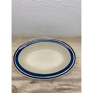 Vtg Estate Hand Painted Stoneware Oval Platter Made In Japan